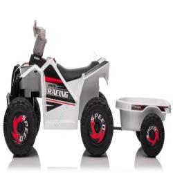 Quad &eacute;lectrique enfant avec remorque 104 x 39 x 48 cm s&eacute;curis&eacute; rapide polyvalent design blanc 20_00