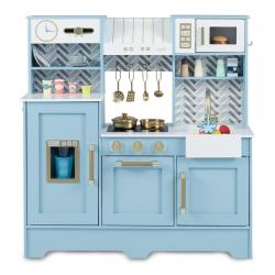 Cuisine enfant jouet en bois 84 x 30 x 90 cm avec &eacute;vier et plaques de cuisson style moderne en mdf