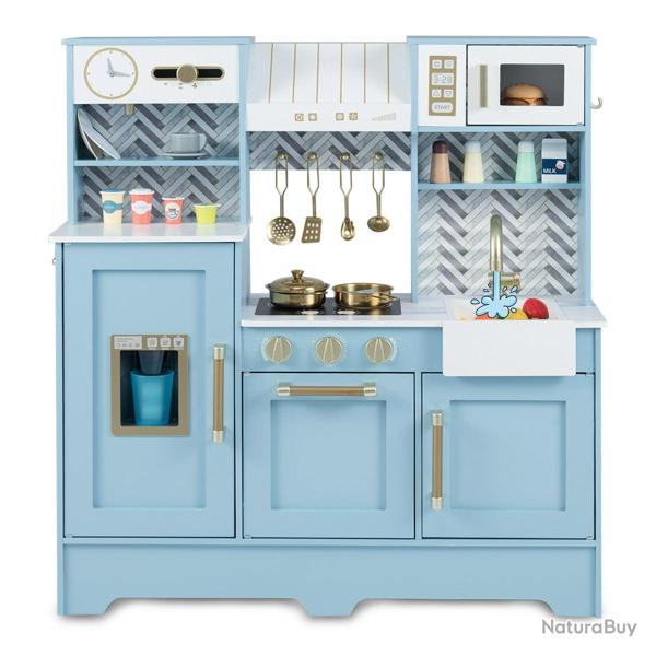 Cuisine enfant jouet en bois 84 x 30 x 90 cm avec �vier et plaques de cuisson style moderne en mdf