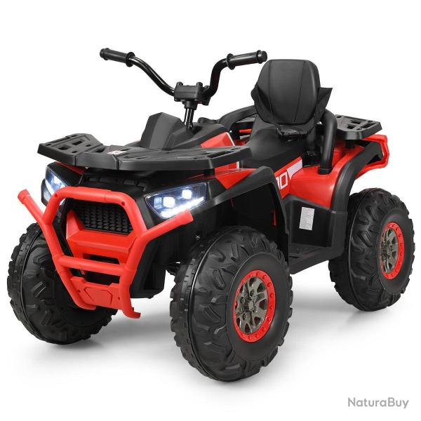 Quad �lectrique enfants 113 x 69 x 76 cm avec lumi�re LED et musique tout-terrain design rouge en P