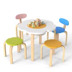 Ensemble de table pour enfants forme fleur 60 x 60 x 45 cm rangement s&eacute;curis&eacute; chaises confortables