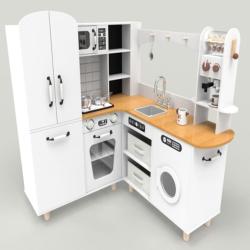 Cuisine d'angle pour enfants avec r&eacute;frig&eacute;rateur et accessoires 96 x 91 x 105 cm exp&eacute;rience immersiv