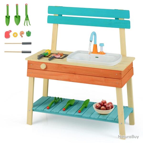 Cuisine de jeu pour enfants 80 x 35 x 90 cm avec robinet � circulation et aliments jouets moderne e