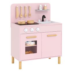 Cuisine de jeu rose pour enfants 55 x 31 x 75 cm avec lumi&egrave;res et sons rangement pratique en MDF bo