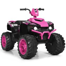 Quad &eacute;lectrique pour enfants 104 x 67 x 74 cm avec vitesses vari&eacute;es et d&eacute;marrage s&eacute;curis&eacute; en PP ros