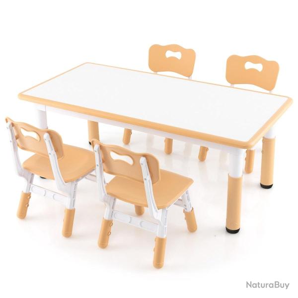 Ensemble table et 4 chaises r�glables 120 x 60 x 48-60 cm pour enfants espace s�curis� et confortab