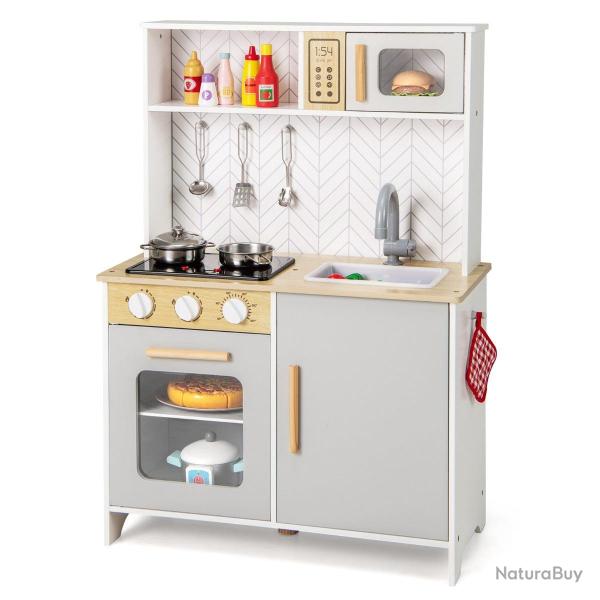 Cuisine de jeu en bois pour enfants 60 x 30 x 85 cm sons et lumi�res ambiance ludique moderne en MD