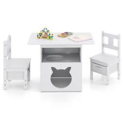 Ensemble de mobilier enfants table 80 x 52 x 59 cm 2 chaises rangement tissus design multifonction