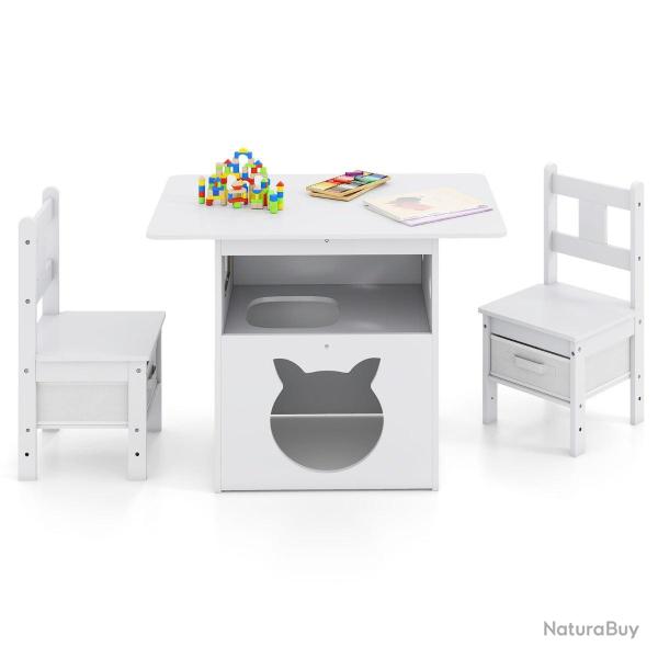 Ensemble de mobilier enfants table 80 x 52 x 59 cm 2 chaises rangement tissus design multifonction