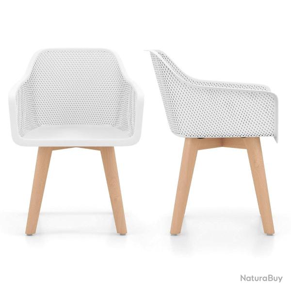 Lot de 2 Chaises de Salle � Manger en PP 57 x 56 x 75 cm dossier ergonomique design moderne ambianc