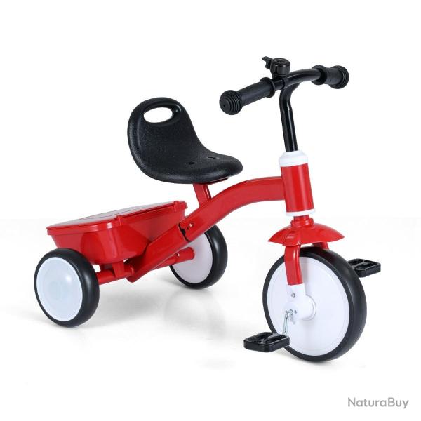 Tricycle enfant 69 x 43 x 56 cm roues lumineuses design s�curis� si�ge r�glable et rangement en rou