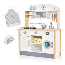 Cuisine en bois pour enfants 79 x 35 x 98 cm avec 17 accessoires design et pratique en blanc 20_001