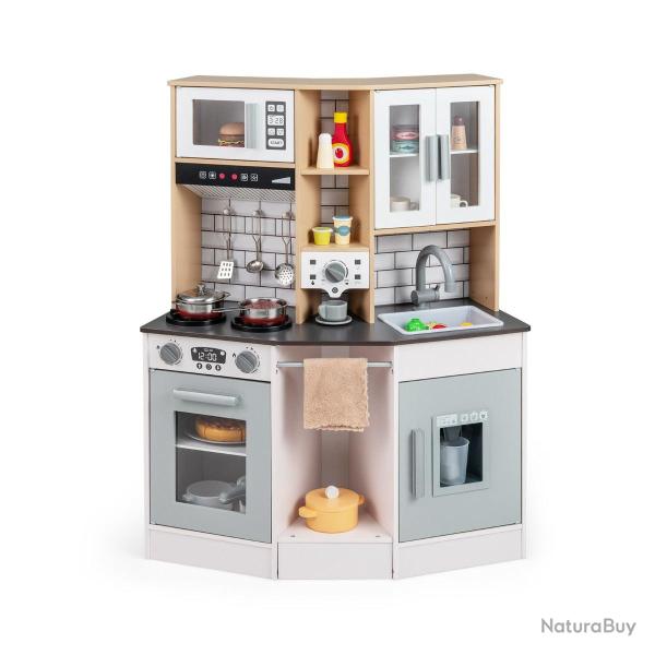 Cuisine de jeu pour enfants 75 x 36 x 96 cm immersion ludique avec �clairage et sons en MDF gris 20