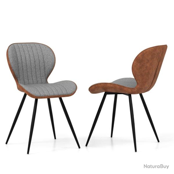 Lot de 2 chaises de salle � manger 57 x 49 x 81 cm confort esth�tiques moderne pour salon gris tiss