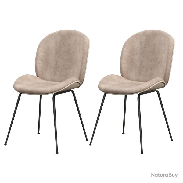 Lot de 2 chaises de salle � manger 49 x 65 x 87 cm design moderne confort optimal en velours caf� 2