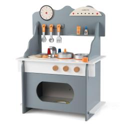 Cuisine jouet pour enfants 52 x 29,5 x 71 cm avec accessoires r&eacute;alistes ambiance ludique en bois ma