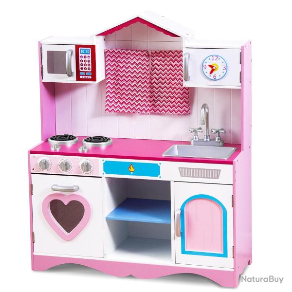 Cuisine pour enfants en bois 82 x 30 x 100,5 cm avec accessoires r�alistes et rangement scandinave