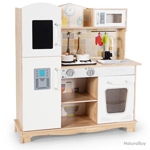 Cuisine pour enfants 81 x 29 x 88,5 cm jeu �ducatif avec son et lumi�re style moderne en MDF blanc
