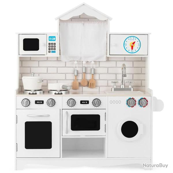 Cuisine pour enfants avec accessoires 78 x 29 x 93 cm design ludique avec rangement en mdf blanc 20