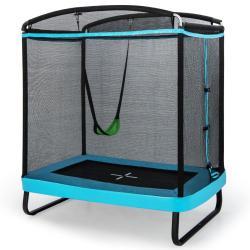 Trampoline 2 en 1 avec balan&ccedil;oire amovible 190 x 122 x 210 cm hautes performances en m&eacute;tal galvanis