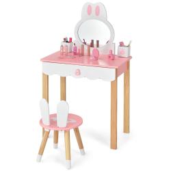 Coiffeuse avec tabouret design 60 x 34 x 103 cm usage bureau et coiffeuse ambiance mignonne en MDF