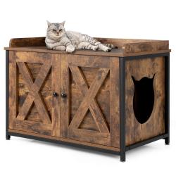 Maison de toilette pour chat meuble &agrave; liti&egrave;re 80 x 50 x 58 cm r&eacute;duit les odeurs design industriel e