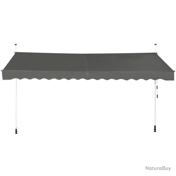 Auvent r�tractable 400 x 300 cm avec manivelle ajustable design moderne en aluminium gris 20_0021146