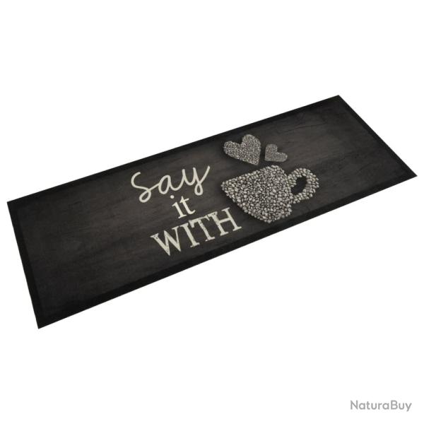Tapis de cuisine lavable design doux 180 x 60 cm antid�rapant moderne en velours noir 02_0056433