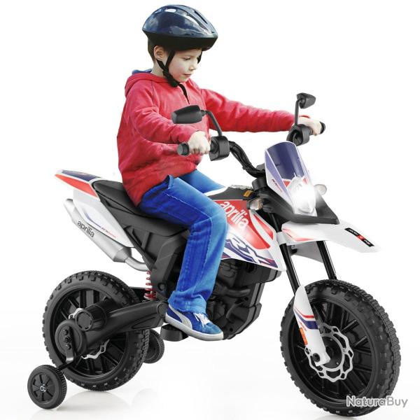 Moto �lectrique enfant 106,5 x 56 x 80 cm double moteur 5,5 km/h ambiance amusante en pp blanc 20_0