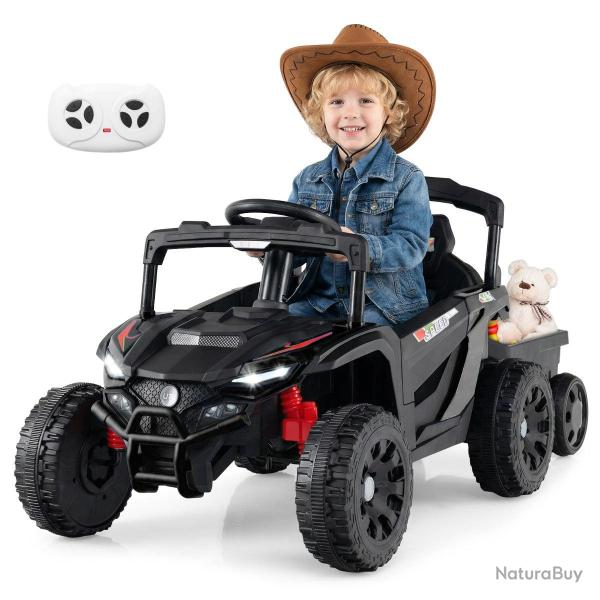 Voiture �lectrique pour enfant avec remorque amovible 135 x 58,5 x 54 cm contr�le parental conforta
