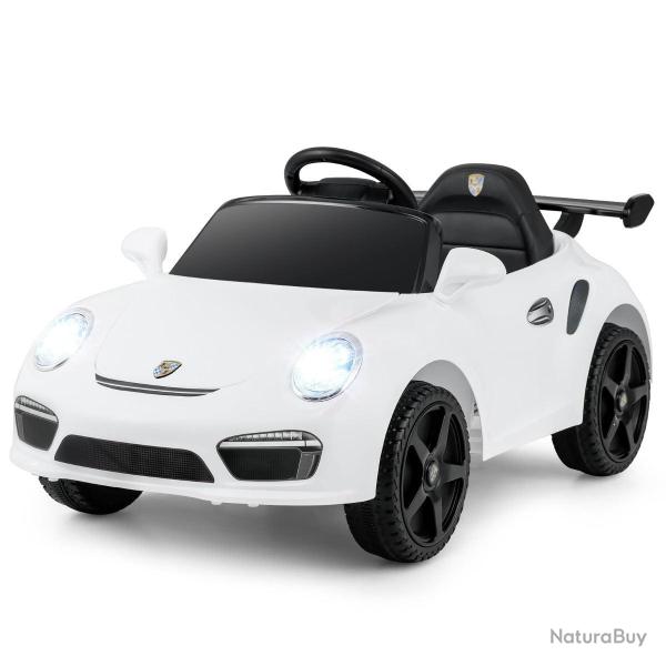 Voiture �lectrique pour enfant 104 x 57 x 48,5 cm 2 vitesses t�l�commande s�curis�e design blanc PP