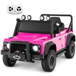 Voiture &eacute;lectrique pour enfant 115 x 61 x 61 cm avec t&eacute;l&eacute;commande et phares lumineux style Land Rov