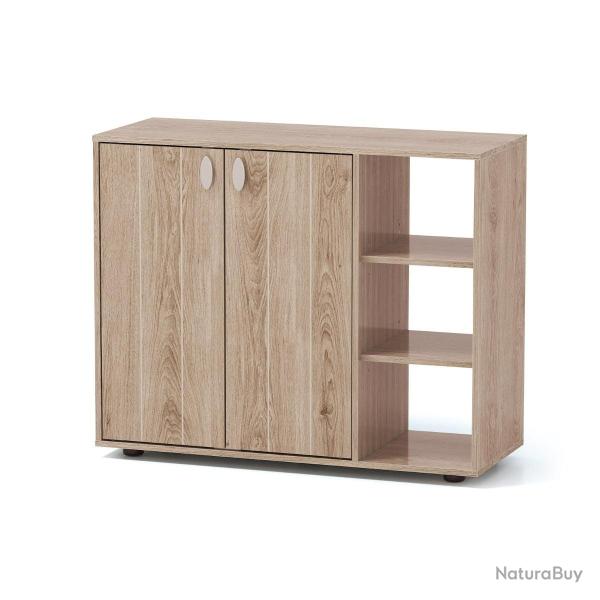 Meuble � chaussures � 2 portes 80 x 31 x 64,5 cm avec �tag�res r�glables en ambiance cosy design na