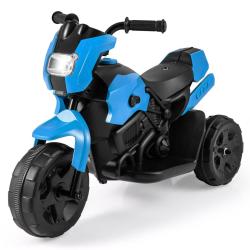 Moto &eacute;lectrique 6 V enfants &agrave; 3 roues 69,5 x 32 x 47,5 cm conduite stable phare LED en PP bleu 20_0