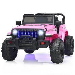 Voiture &eacute;lectrique 95 x 56 x 47 cm t&eacute;l&eacute;commande parentale 2,4G avec musique design rose en PP 20_00