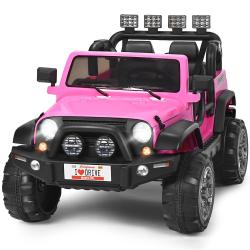 Voiture &eacute;lectrique 2 places 123 x 80 x 80 cm t&eacute;l&eacute;commande 2,4 G musique LED ambiance cosy en PP ros