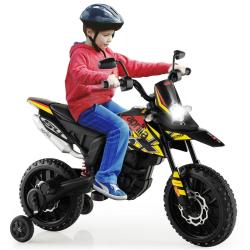 Moto &eacute;lectrique pour enfant 106,5 x 56 x 80 cm vitesse 5,5 &agrave; 6 km/h avec musique et phare en pp rou