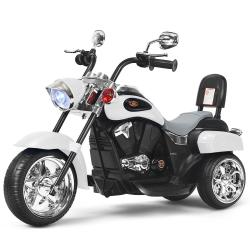 Moto &eacute;lectrique chopper 91 x 48 x 64 cm 3 roues stable et pratique moderne en PP blanc 20_0020864