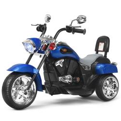 Moto &eacute;lectrique enfant 91 x 48 x 64 cm marche avant/arri&egrave;re style chopper en PP bleu 20_0020866