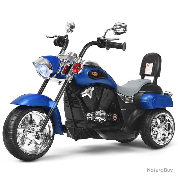 Moto �lectrique enfant 91 x 48 x 64 cm marche avant/arri�re style chopper en PP bleu 20_0020866