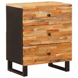 Armoire de lit rectangulaire chic avec 3 tiroirs 50 x 33 x 62 cm en bois de mangue massif marron 02