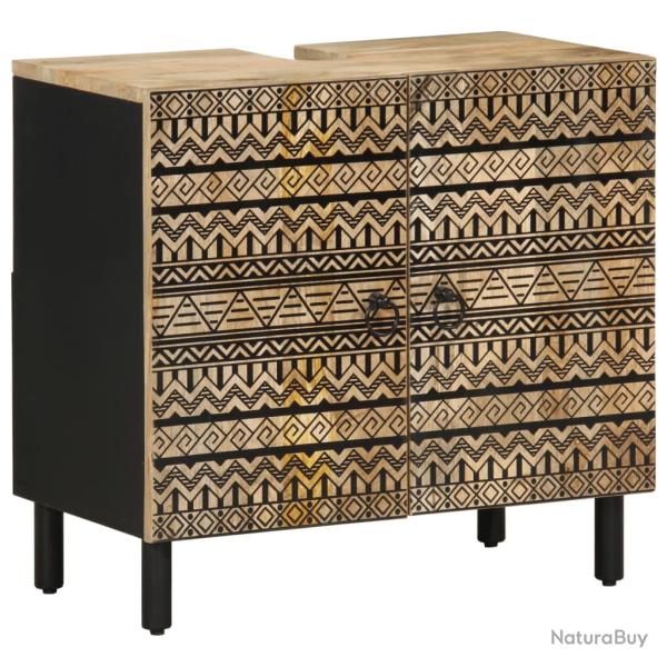 Armoire lavabo r�tro salle de bain 62 x 33 x 58 cm avec grand espace de rangement en bois de mangui