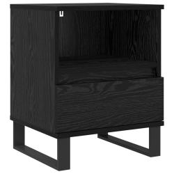 Armoire de lit moderne avec tiroir fonctionnel 40 x 35 x 50 cm en bois d'ing&eacute;nierie ch&ecirc;ne noir 02_0