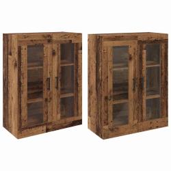 Lot de 2 armoires murales pratiques style contemporain 69,5 x 34 x 90 cm en bois d'ing&eacute;nierie bois