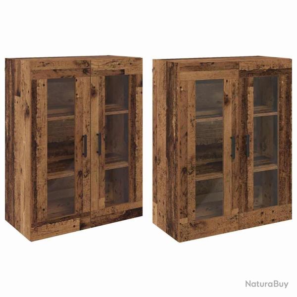 Lot de 2 armoires murales pratiques style contemporain 69,5 x 34 x 90 cm en bois d'ing�nierie bois