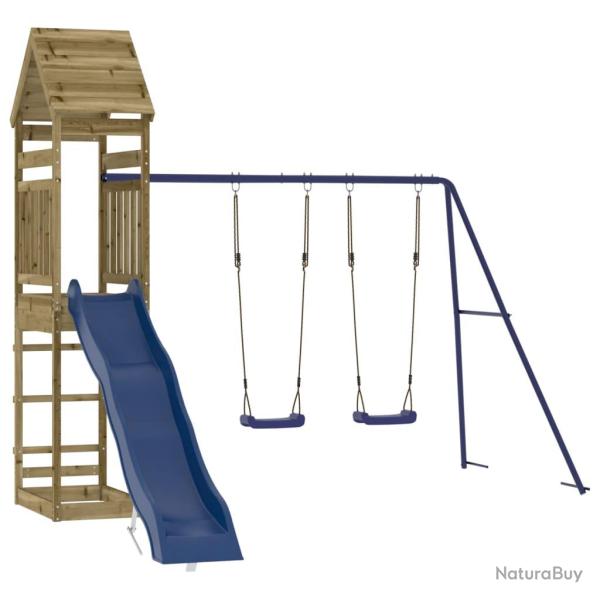 Aire de jeux d'ext�rieur balan�oires toboggan portiques robuste jeux jardin 315 x 373 x 264 cm bois