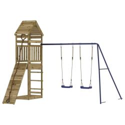 Aire de jeux d'ext&eacute;rieur balan&ccedil;oires toboggan portiques robuste jeux jardin 315 x 257 x 264 cm bois