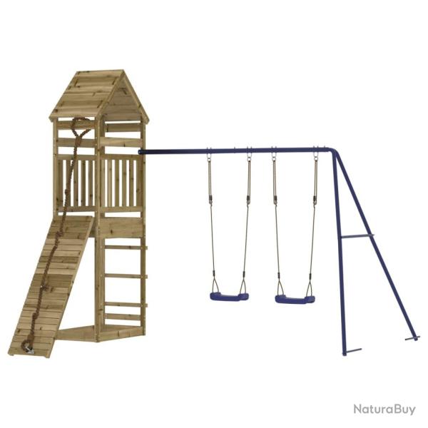 Aire de jeux d'ext�rieur balan�oires toboggan portiques robuste jeux jardin 315 x 257 x 264 cm bois