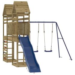 Aire de jeux d'ext&eacute;rieur balan&ccedil;oires toboggan portiques robuste jeux jardin 315 x 547 x 264 cm bois