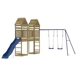 Aire de jeux d'ext&eacute;rieur balan&ccedil;oires toboggan portiques robuste jeux jardin 315 x 558 x 264 cm bois